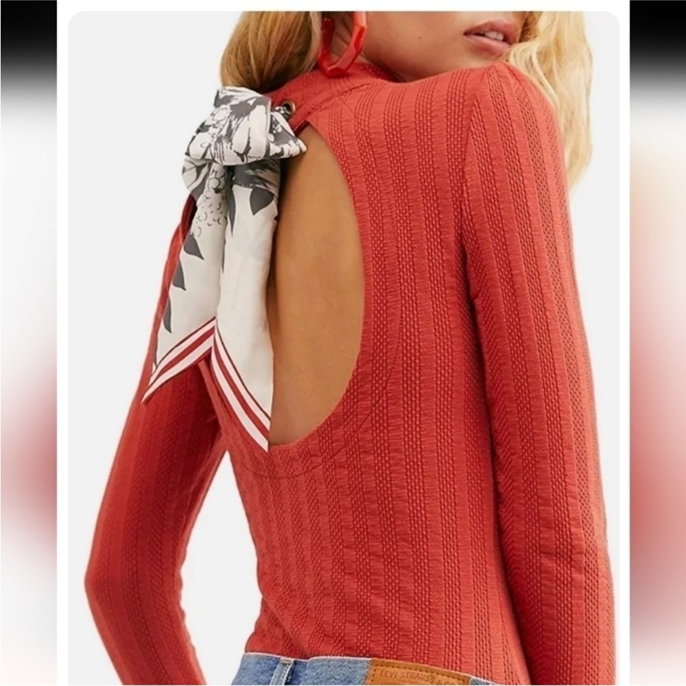 Stylish Red Open-Back Top - Picture 2 of 6